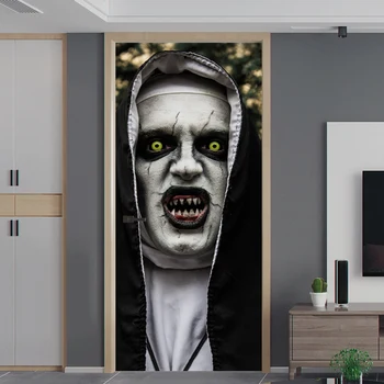Halloween Horror Door 3D Stickers Vampires Зъб Art Wall Sticker Scary Halloween Party Подпори Начало Декор DRSA889