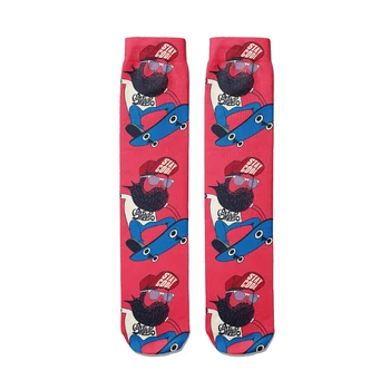 Мода На Женската Пънк Памучни Чорапи Карикатура Скейтборд На Улицата Ежедневни Чорапи, Високи Глезена Дишащи Летни И Зимни Чорапи Дамски