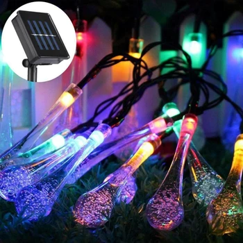 Solar Light String 20/30 LED Water Drop Solar Lamp Power LED String Фея Светлини Solar Garlands Garden Коледа Decor For Outdo
