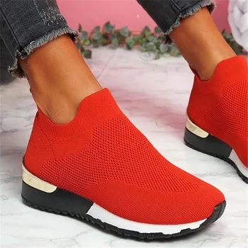 Дамски дишащи обикновена мрежести Дамски маратонки вулканизированная обувки 2021 Color Slip-On Trainning Shoes For Female Casual Sport Shoes