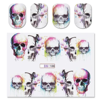 Маникюр Sticker Water Decals Transfer Stickers Хелоуин Skulls 5 Sheet