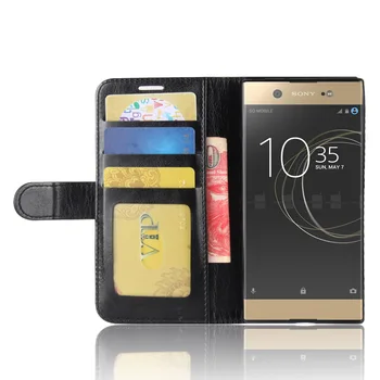 Калъф за телефон Sony Xperia XA1 G3112 G3125 G3121 Магнитна Бутон Изкуствена Кожа Флип Калъф Фоторамка Портфейла Телефон Защитно покритие