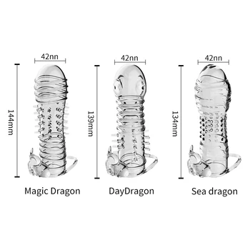 TPE Мъжки пенис забавяне на увеличението на сгъстяване на вибрация заключване пръстен на спермата Crystal пръстен мъжки-дебел пенис набор от вълк-като зъбите набор от секс стоки