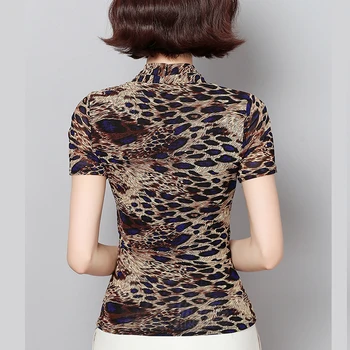 2021 Лятото на Нова Мрежа С къс Ръкав Дамски Блузи Офис Дама на Печатни V Образно Деколте Блуза на Жената Корейски Стил Тънък Дамски Риза 10362