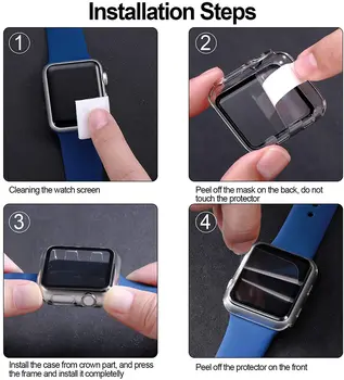 Калъф+Каишка за Apple Watch band 44 мм 40 мм 38 мм 42 мм 44 мм Силиконов спортен колан+калъф за PC гривна correa iWatch series 3 4 5 6 se