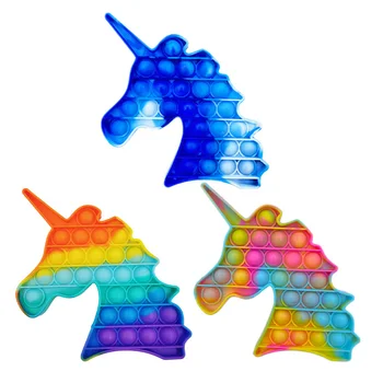 Rainbow Unicorn Pop Push Bubble Fidget Toy Antistress Преса Sensory Relief Squishy Anti-Stress Toys Gift For Children Adults