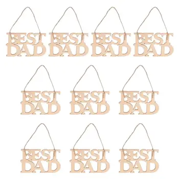 10шт Father ' s Day MOM DAD Hanging Pendant Wooden Занаятите Home Pendant Wood Hollow-Out Decor Party Доставки(Хакове)
