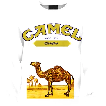 Нов прием на мода Унисекс Hoody 3D camel животински принт просто Случаен бял релаксация негабаритная дрехи Безплатна доставка
