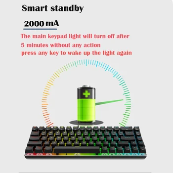 Metoo Mini Portable 60% Mechanical Keyboard Wireless Bluetooth 2.4 G USB Wired RGB Осветен game Keyboard For iPad за Tablet phone