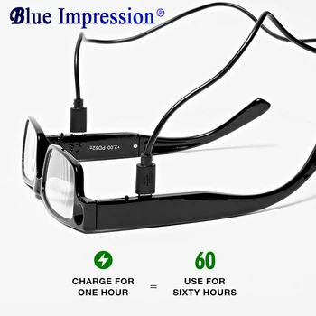 Многофункционална зареждане чрез USB LED light Очила за Четене на Мъже, Жени HD Night Vision Зареждане Пресбиопические очила за възрастните хора