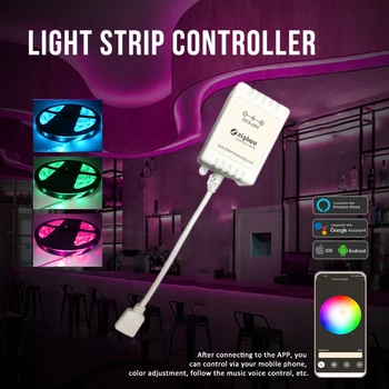 Нов Sasha Zigbee Smart Led Контролер RGB RGBCW For Light Strip 5V-24V Compatible ZHA Zigbee2MQTT Tasmota Алекса Google Home
