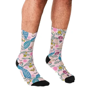 Забавни мъжки чорапи Ананас Тики Любов Зелен модел на Печатни хип-хоп Мъжете Щастливи Чорапи сладки момчета уличен стил Луди Чорапи за мъже