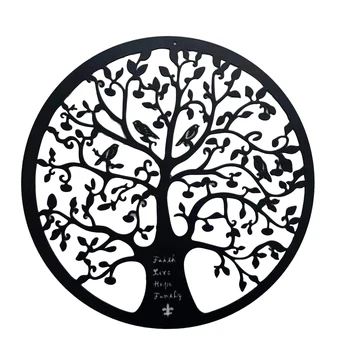 Метално Дървото на Живота Стенен Украшение Произведения на изкуството на Черната Куха Лилия Скица Монтиране на Украса За Хола Спални подсилени