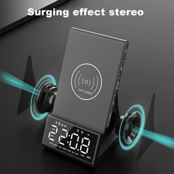 Безжично Зарядно Устройство Alarm Clock Bluetooth Високоговорител Интелигентни Цифрови Часовници Настолни Електронни Настолни Часовници Fm Радио, Музикален Плеър