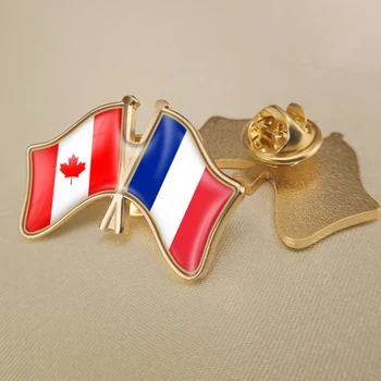 Франция и Канада Кръстосани Двойни Знамена Приятелство Игли за Ревери Брошки Икони