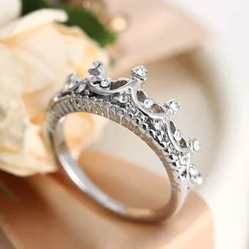Нова Мода Crystal Crown Кралица Пръстени Пънк Марка Femme Сватба, Годеж За Жени Бижута