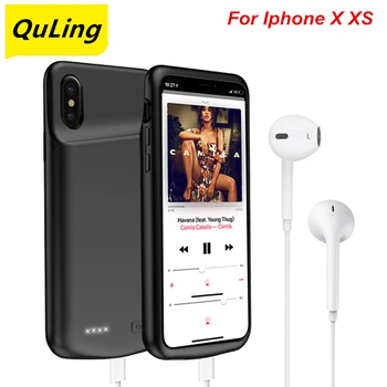 QuLing 4000 Ма За iPhone X Battery Case XS Силикагел аудио изход Зарядно Устройство Банка Хранене Калъф за iPhone XS Battery Case