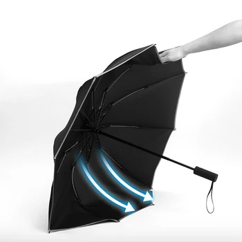 БАЛА Ветрозащитный Обратната Автоматичен Чадър за Дъжд на Жените и Мъжете Колата е Голям Бизнес 3-кратни Чадъри 10 Ребра Светоотражающая Ивица Подарък