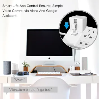 Moes Sasha Smart Bluetooth Fingerbot Switch Bot Button Pusher Smart Life App Гласов контрол чрез Alexa, Google Assistant