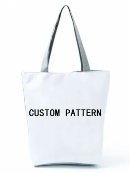 Модерен цветен печатна чанта с Голям Капацитет Тъмно Синьо Пазарска Чанта Дамски Ежедневни Еко Множество Плажна Чанта През Рамо Обичай Модел