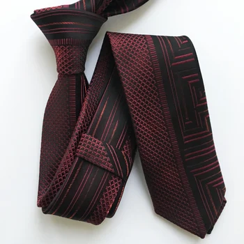 2021 Мъжки вратовръзки Жаккардовый Тъкани на шийката на Черна Вратовръзка с бордовыми геометрични мрежи Вратовръзки