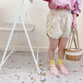 Летни нови момичета sun flower printing shorts 1-6 years children casual cotton all-match shorts