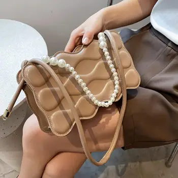 Луксозна марка Перлена чанта 2021 Пролет Нова с Високо качество изкуствена кожа Дамски Дизайнерска Чанта за Пътуване Рамо Чанта