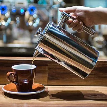 Tea French Press Кафе машина От Неръждаема Стомана кана за Кафе-Филтър,с Двойна Стена и Голям Капацитет Ръчни Кафе контейнери Cafetiere