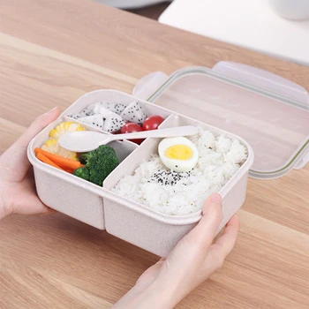 Прозрачна Кутия За Закуска На Еко-Контейнер За Храна Bento Box Микровълнова Печка 3 На Окото С Голям Капацитет Запечатани Микровълнова Кутия За Хранителни Продукти