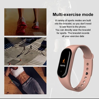 M4 Smart Wristband Водоустойчив Следи Кръвното Налягане И Сърдечната Честота FitnessTracker Smart Bracelet M4 Band Watch Sport Крачкомер