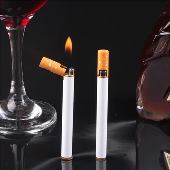 Творчески Мини Компактен Факел Запалка Бутан Газ Метална Цигара Под Формата На Запалки Без Огън Шлайфане Кръг Имат Запалка Открит