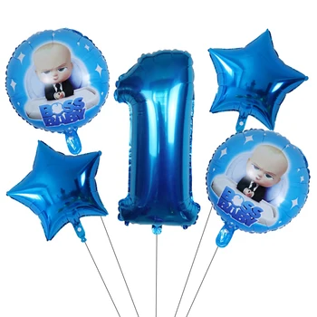 5Pcs Boss Baby Балон Blue Number Foil Balloons Baby Shower 1 2 3 4 5 6st Birthday Party Decorations Kids Cartoon Helium Globos