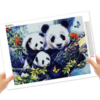 EverShine Diamond Embroidery Panda Picture Кристали Диамантена Живопис Пълни Квадратни Животни Кръстат Бод Украса За Дома