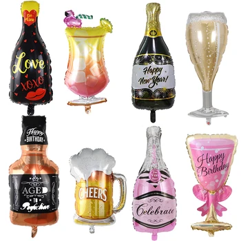 Голям Гелиевый Топка Чаша Шампанско Балон Сватба, Рожден Ден Украси За Възрастни И Деца Бутилки Globos Event Party Supplies
