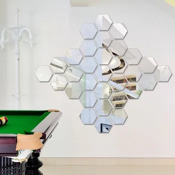 2021 12Pcs 3D Mirror Hexagon Рибка Removable Wall Sticker Decal Home Decor Art направи си САМ декорация за дома decoracion hogar moderno