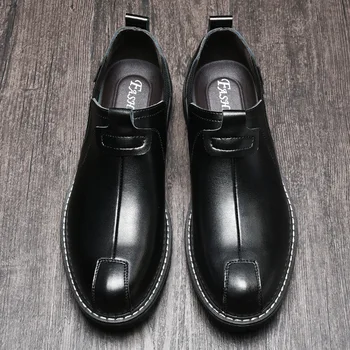 Мъжете Челси Ботуши Кафяв Slip-На Волска Кожа Тенденция Мъжете Свободно Време Ботильоны Черен Висок Топ Ежедневни Обувки