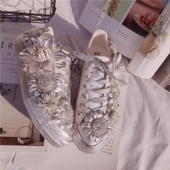 21 нова дамски обувки ръчна изработка мода планински кристал кожа цветя мечта пеперуди стара мръсни обувки, ежедневни обувки