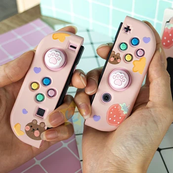 Cut Бутон Set For Nintend Switch Left Right Joy-Con ABXY Silicone Non-slip Thumb Grips Caps for Switch-Controller Joystick Caps