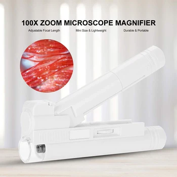 100X Zoom LED Light Jewelry Magnifier Ръчно Микроскоп Обектив Лупа Карманное Лупа Увеличительная Лампа Джобен Микроскоп