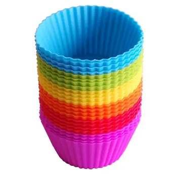 24ШТ Силиконови Чашки За Печене на Cupcake Дима Cupcake Чаша Незалепваща Форма за Многократна употреба 6 Цвята