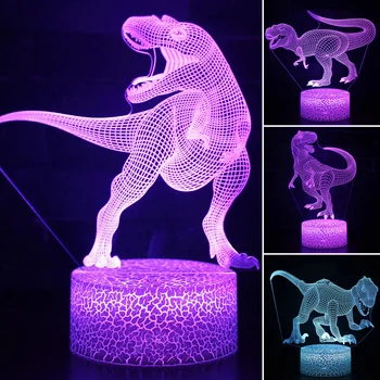 3D LED Night Light Лампата Динозавър Серия 16 Цвят на 3D Night light Дистанционно Настолни Лампи, Играчки, Подарък За дете Домашен интериор