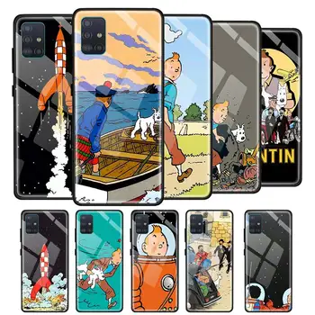 Стъклена Калъф За Samsung Galaxy A51 A71 A91 A50 A70 A42 5G A31 A30 A21s М31 M51 M30s Калъф За Телефон A10 Funda Adventures Of Tintin