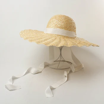 2021 Нова Сламена Шапка с голяма Периферия Летни Шапки За жени Лента Плажна шапка Плажна шапка Купол Топ Солнцезащитная Шапка Празнична Елегантна шапка
