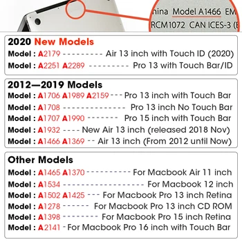 Калъф за преносим компютър Apple Macbook Air Pro Retina 11 12 13 15 16 инчов Калъф за преносим компютър Mac book 2020 Touch Bar ID Air Pro 13.3 Case