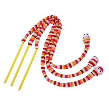 1PC Пет Interactive Toy Rainbow Snake Shape Забавни Kitten Stick Head with Ring Box Плюшен Възглавница Plastic Rolling Ball Самостоятелно Hi Toy