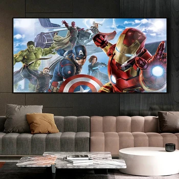 Marvel Отмъстителите Superhero Movie Платно Живопис Iron Man Плакат и щампи Wall Art Picture for Living Room Kids Room Gifts