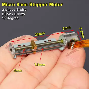 Микро Мини 8 мм точност винт стъпков двигател 2-фаза 4-проводный Стъпков двигател Ход 30 мм на Линеен актуатор