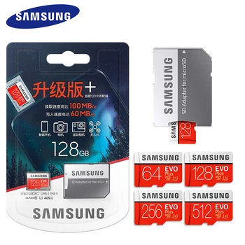 SAMSUNG Micro SD 512G Карта Памет 256 GB 128 GB, 64 GB, 100 MB/SDXC C10 U1U3 UHS-I microSD TF Flash карти 32 GB за смартфон /таблет