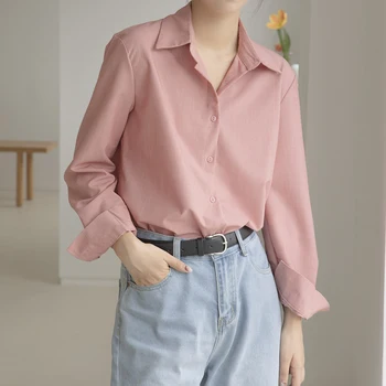 Дизайнерски Офис Стил Елегантна Бяла Блуза На Жената Плюс Размера На Пролет Есен Розова Риза Женска Риза Женски Темперамент Ежедневни Блузи