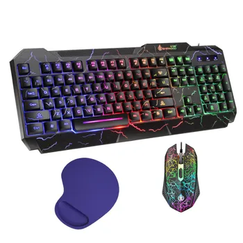RGB Luminous Осветен Gaming Mouse Keyboard Combos Gamer Комплект USB Жичен Водоустойчив Ергономична клавиатура И Мишка За PC Компютър